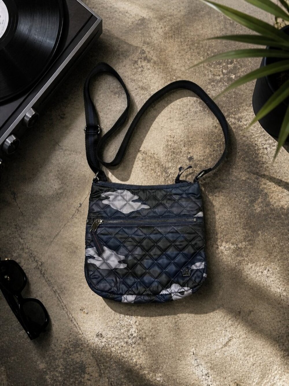 Oliver Thomas Blue Camo Crossbody Purse
